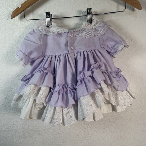 Vintage Martha’s Miniatures Baby Dress 0-3 Months Lavender Ruffles + Bell –Rare! - Picture 9 of 14
